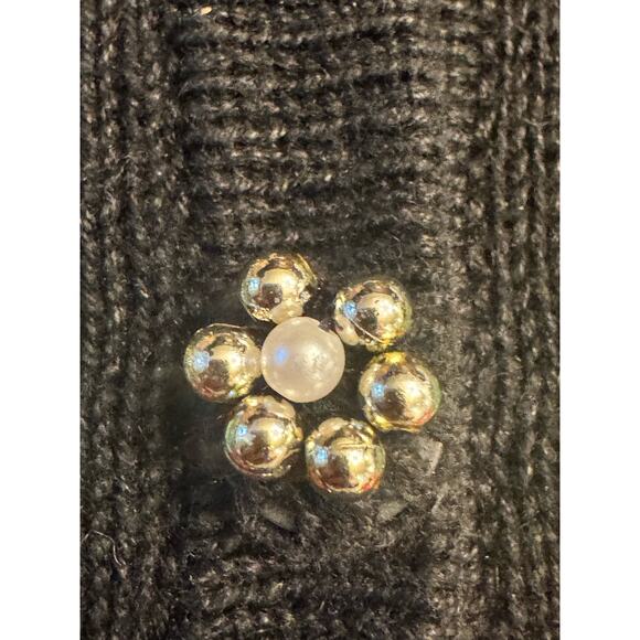 VTG Beaded Christmas Cardigan Sweater Womens Medium Sequins Poinsettia Holly - Picture 8 of 13